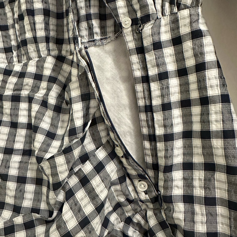 Veronica Beard Black & White Checked Long Sleeve Wrap Dress - Picture 6 of 7